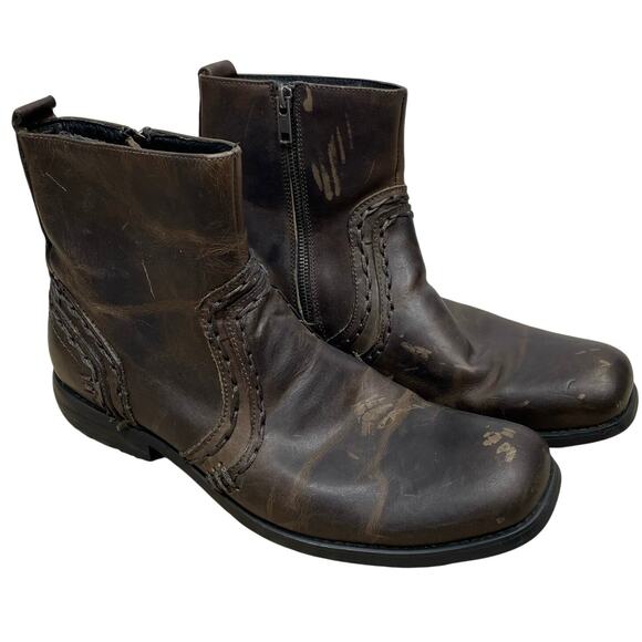 BED|STU Other - Bed Stu Revolution Boots SZ 10.5 Dark Brown Distressed Leather Men's Boots EUC